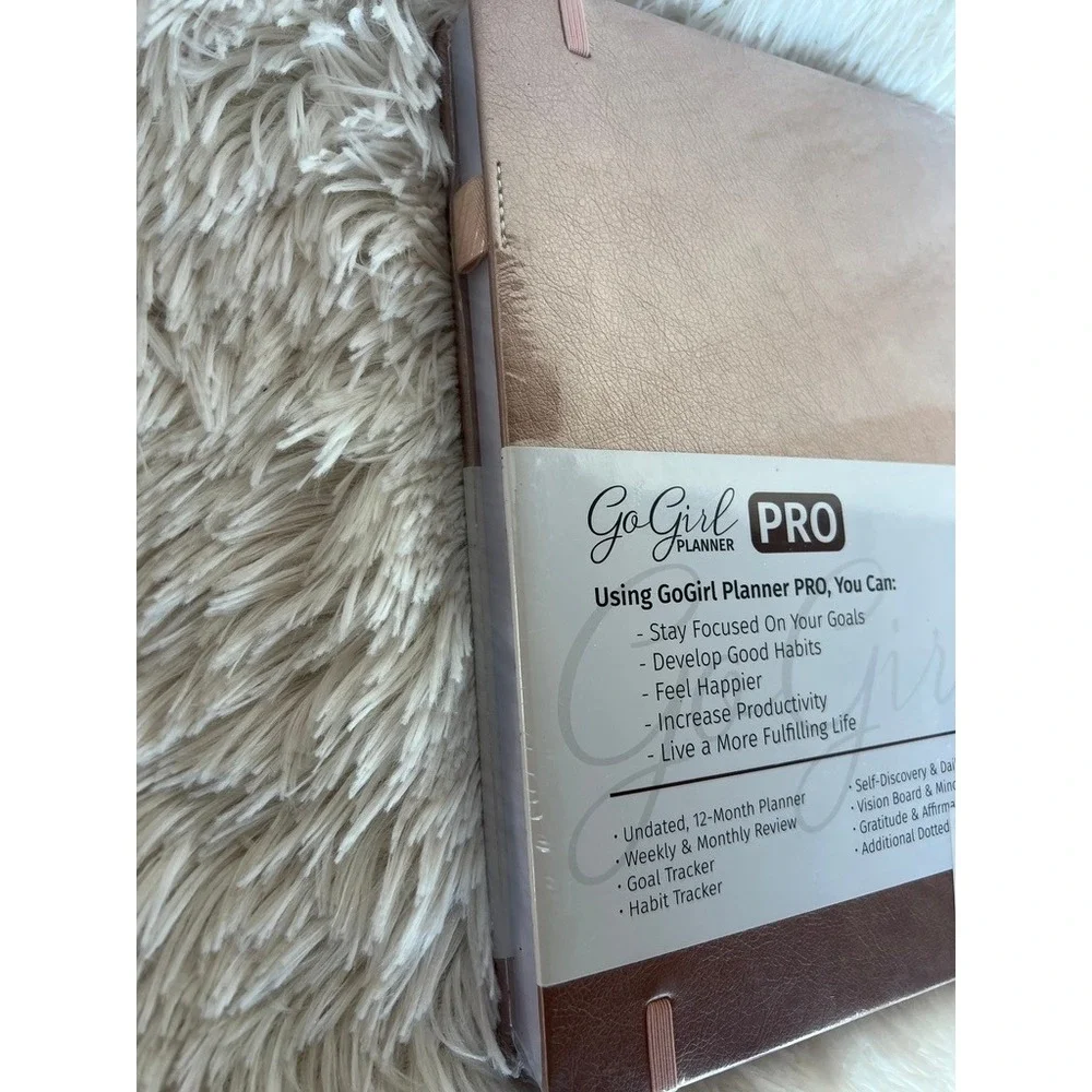 GoGirl Planner PRO Vertical Hourly Weekly Planner Rose Gold Undated 12Mo Go Girl
